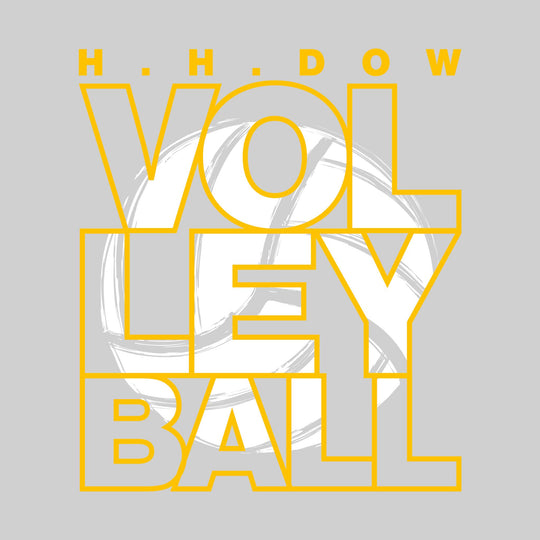 Midland Dow Chargers - Volleyball - Stacked Letters with Sketched Volleyball Inset