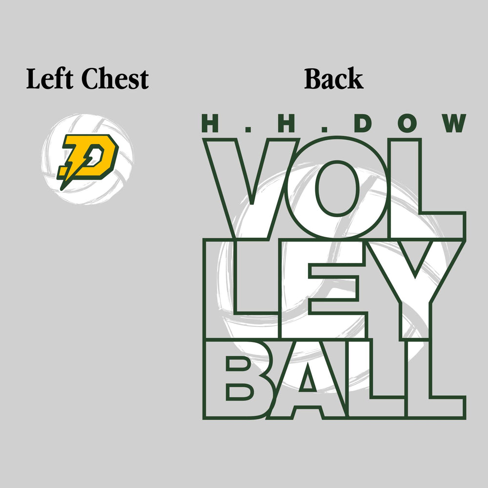 Midland Dow Chargers - Volleyball - Stacked Letters with Sketched Volleyball Inset