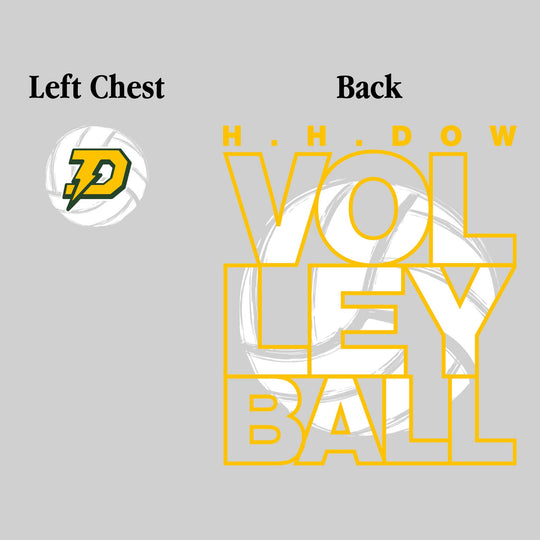 Midland Dow Chargers - Volleyball - Stacked Letters with Sketched Volleyball Inset