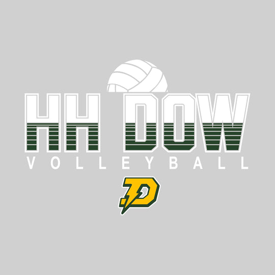 Midland Dow Chargers - Volleyball - Striped School Name with Mascot