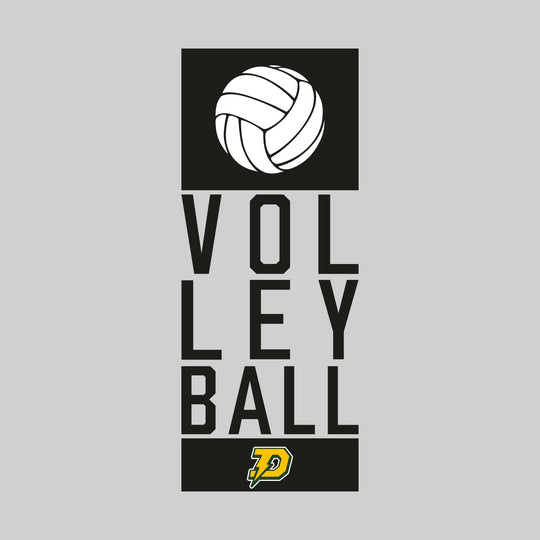 Midland Dow Chargers - Volleyball - Stacked Text with Volleyball and Mascot