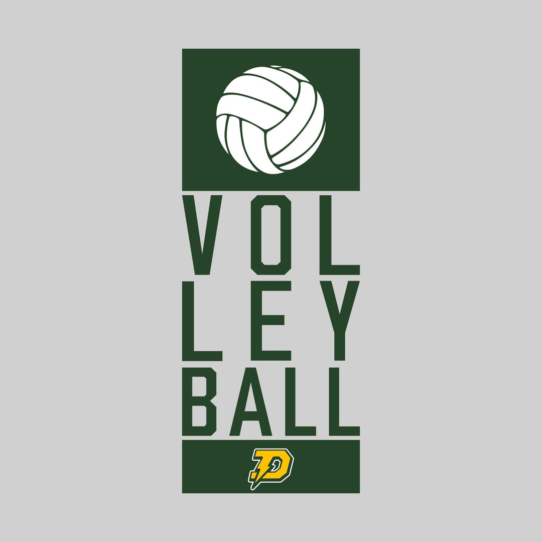 Midland Dow Chargers - Volleyball - Stacked Text with Volleyball and Mascot
