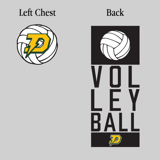 Midland Dow Chargers - Volleyball - Stacked Text with Volleyball and Mascot