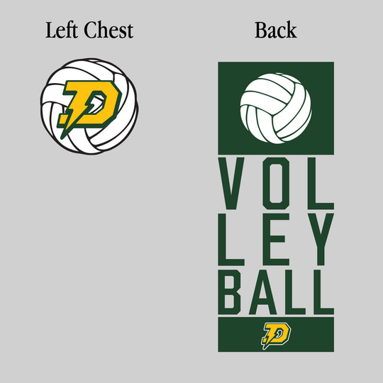 Midland Dow Chargers - Volleyball - Stacked Text with Volleyball and Mascot