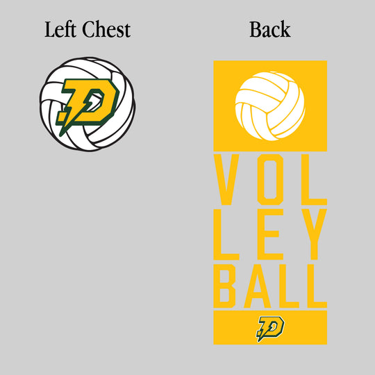 Midland Dow Chargers - Volleyball - Stacked Text with Volleyball and Mascot