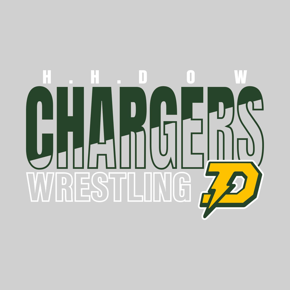 Midland Dow Chargers - Wrestling - Diagonal Split Mascot Name with Mascot