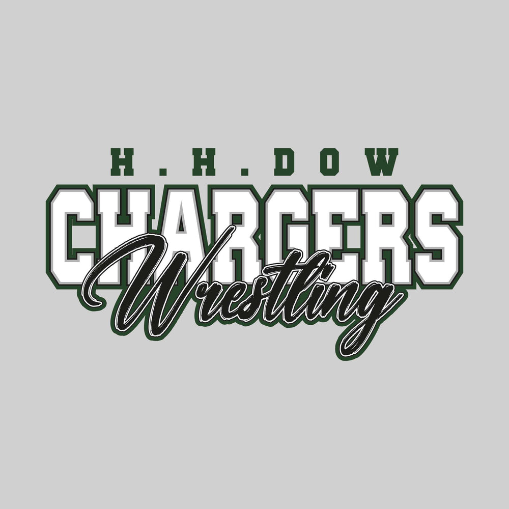 Midland Dow Chargers - Wrestling - Outlined Mascot Name with Cursive Wrestling
