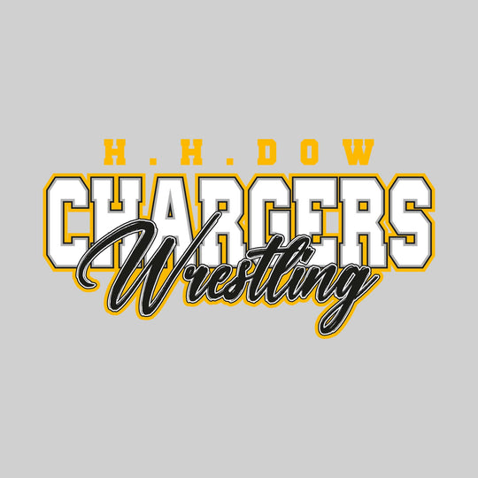 Midland Dow Chargers - Wrestling - Outlined Mascot Name with Cursive Wrestling