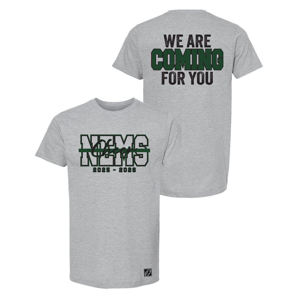Northeast Middle School - Cheer - NEMS Outlined with Cursive Cheer and Color Bar - Team Shirt