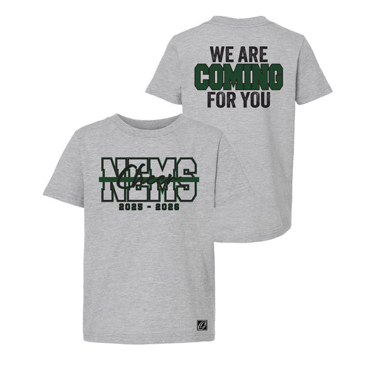 Northeast Middle School - Cheer - NEMS Outlined with Cursive Cheer and Color Bar - Team Shirt