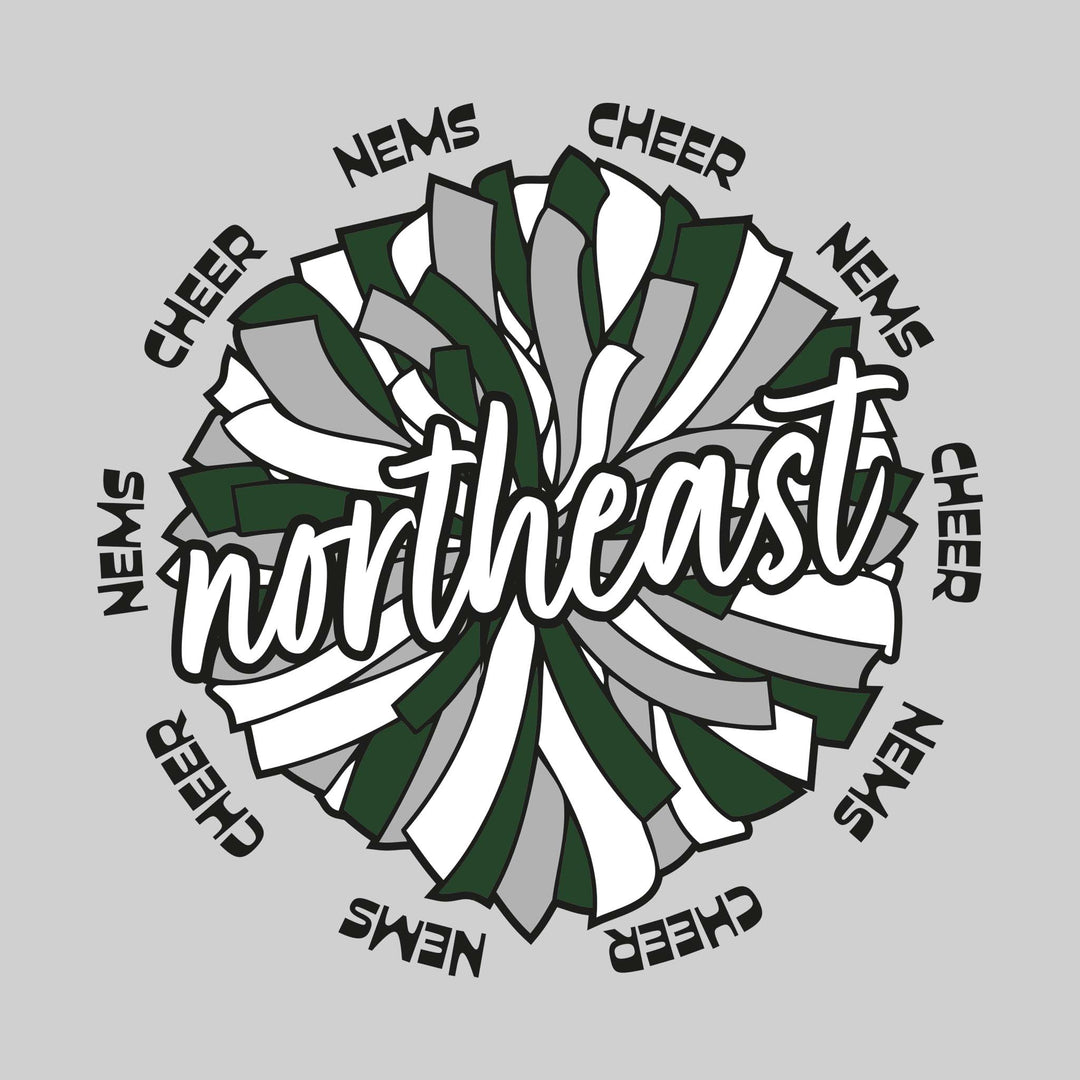 Northeast Middle School - Cheer - Oversized Pom with Circular NEMS Cheer Text