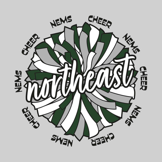 Northeast Middle School - Cheer - Oversized Pom with Circular NEMS Cheer Text