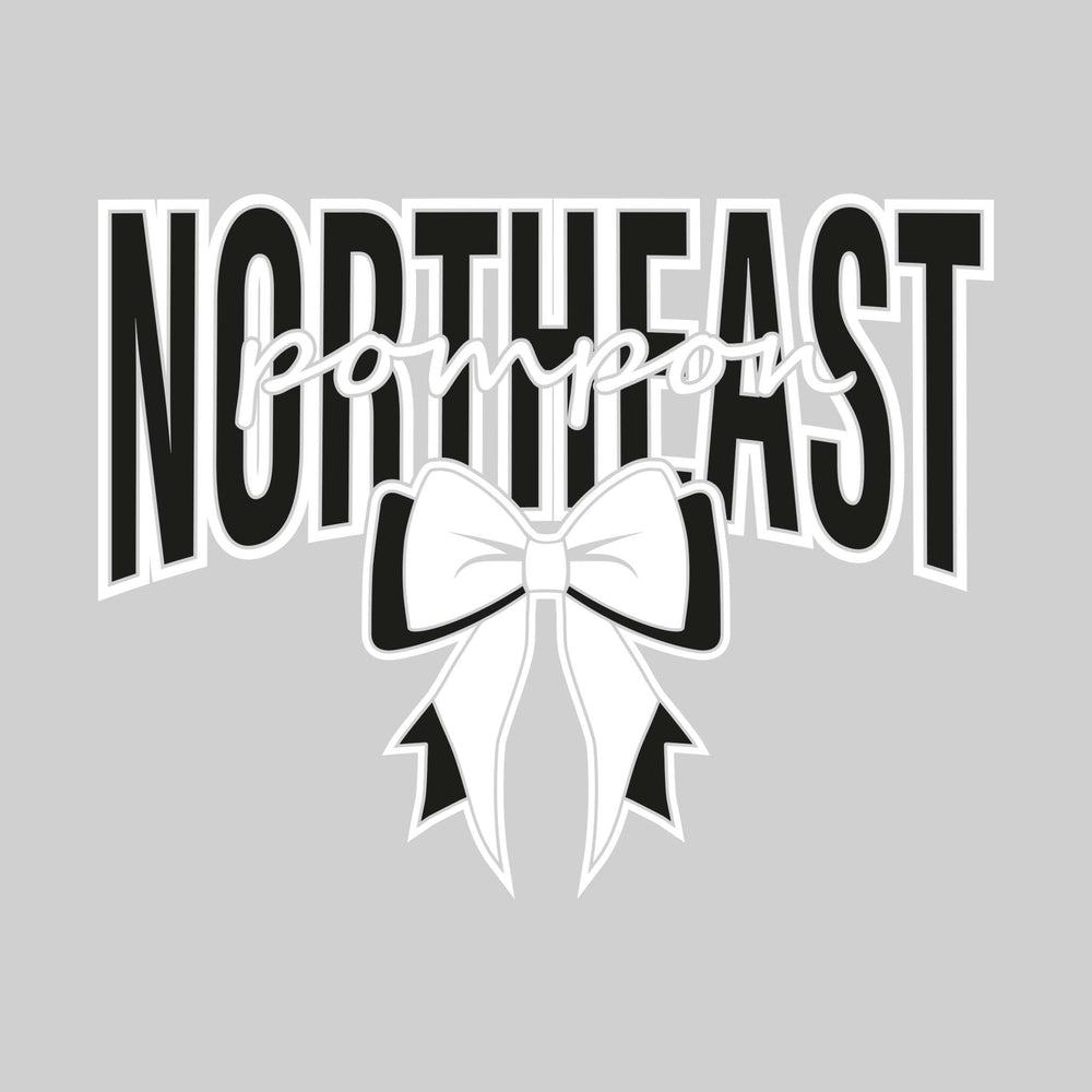Northeast Middle School - Poms - Northeast with Cursive Pompon and Bow