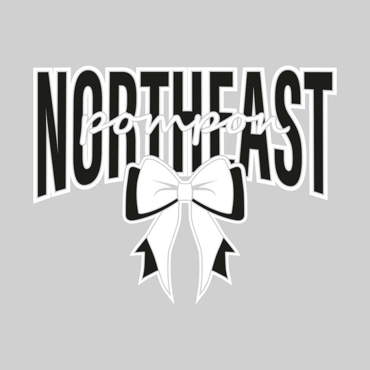 Northeast Middle School - Poms - Northeast with Cursive Pompon and Bow