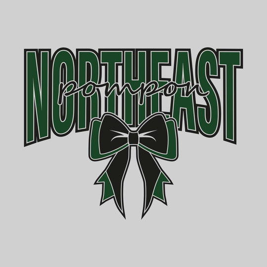 Northeast Middle School - Poms - Northeast with Cursive Pompon and Bow