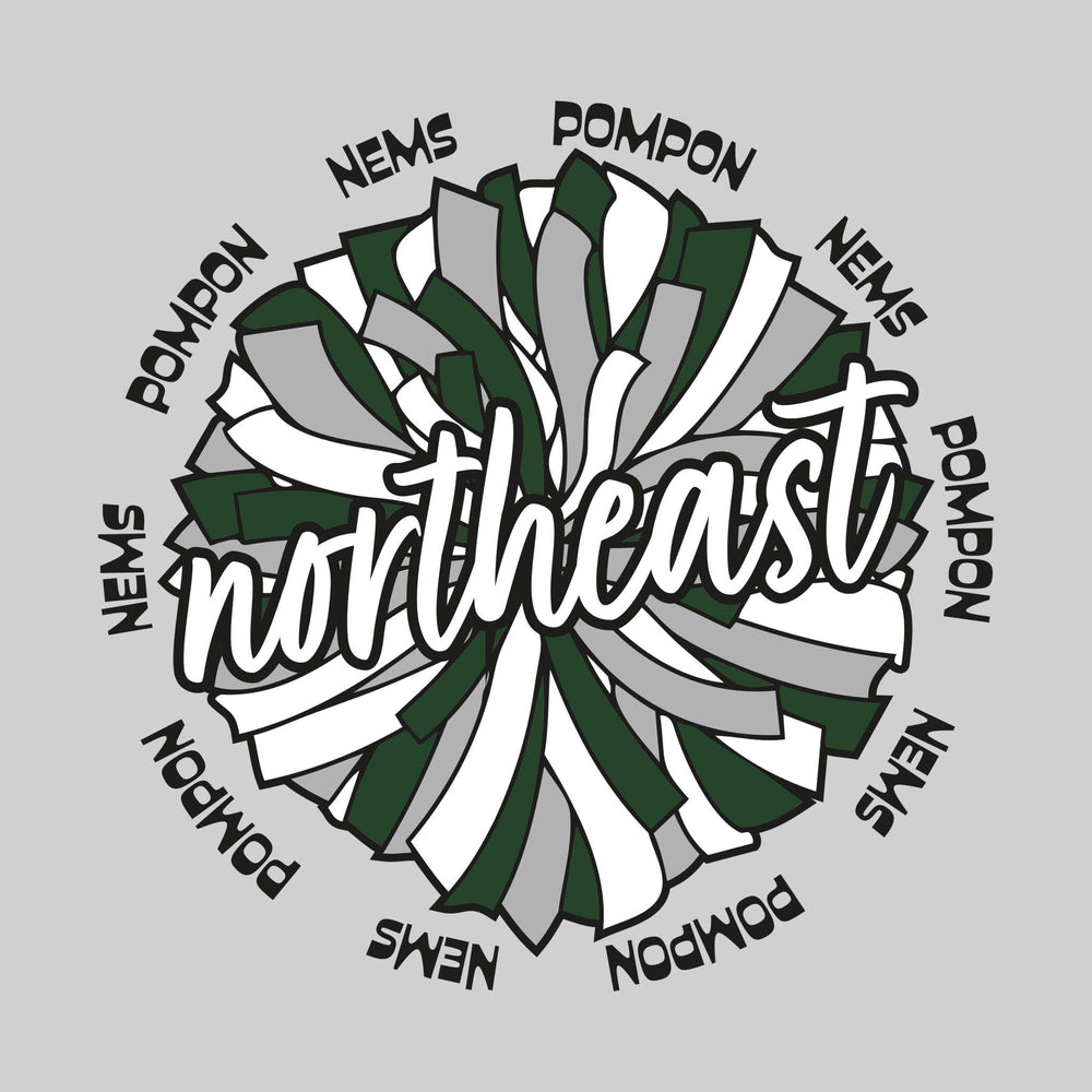 Northeast Middle School - Poms - Oversized Pom with Circular NEMS Pompon Text