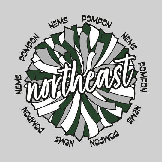 Northeast Middle School - Poms - Oversized Pom with Circular NEMS Pompon Text