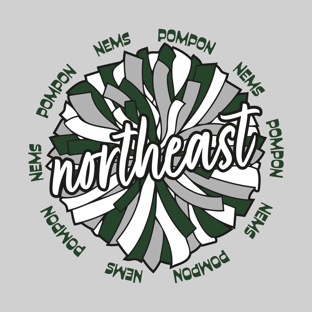 Northeast Middle School - Poms - Oversized Pom with Circular NEMS Pompon Text