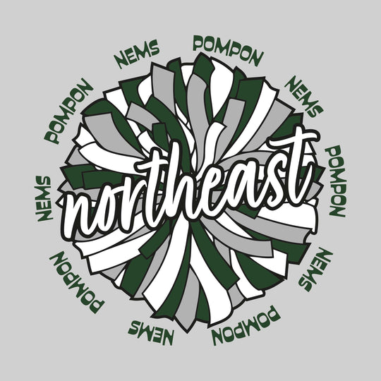 Northeast Middle School - Poms - Oversized Pom with Circular NEMS Pompon Text