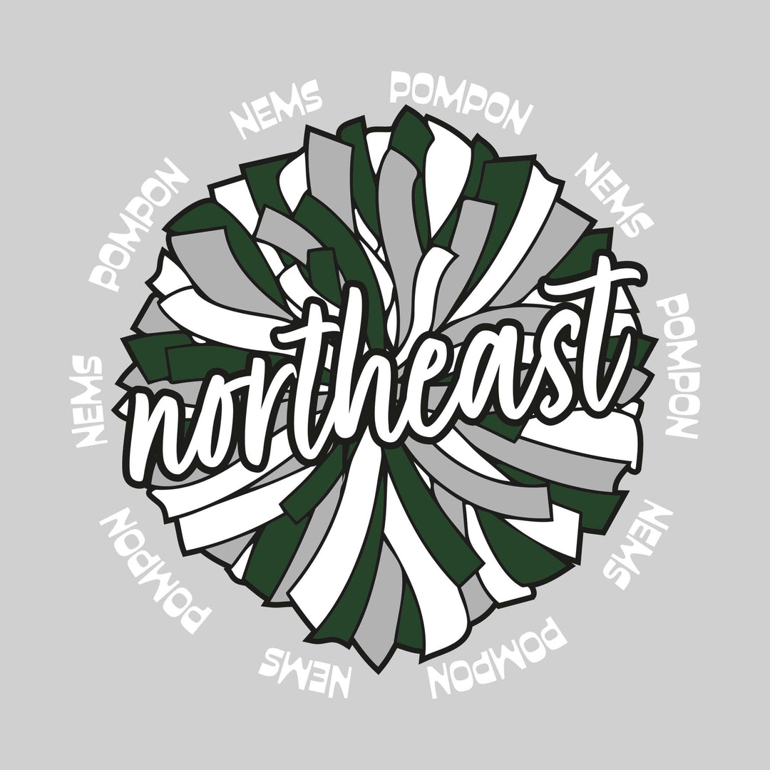 Northeast Middle School - Poms - Oversized Pom with Circular NEMS Pompon Text