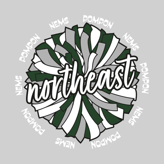 Northeast Middle School - Poms - Oversized Pom with Circular NEMS Pompon Text