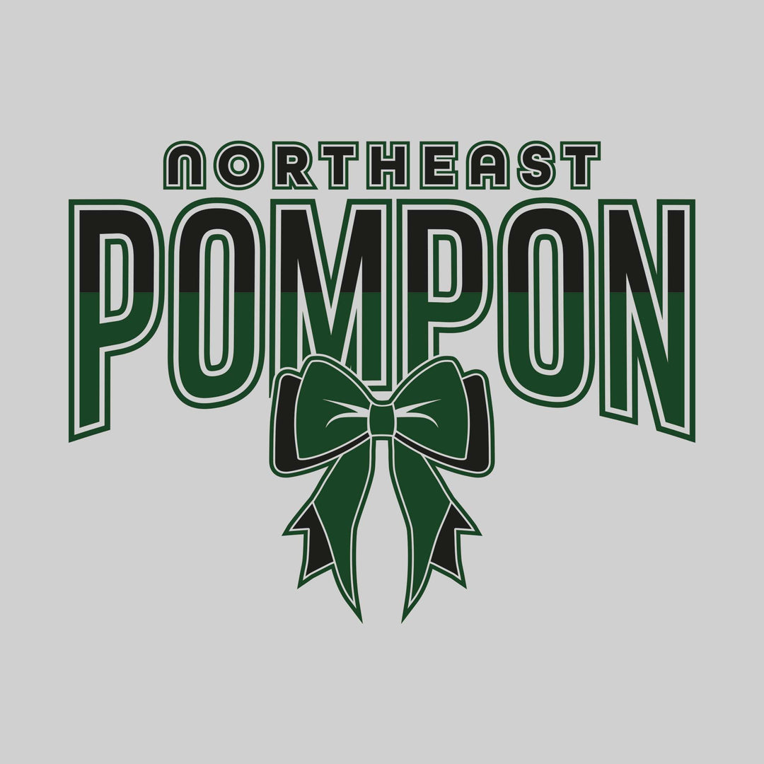 Northeast Middle School - Poms - Split-Color Northeast Pompon with Bow