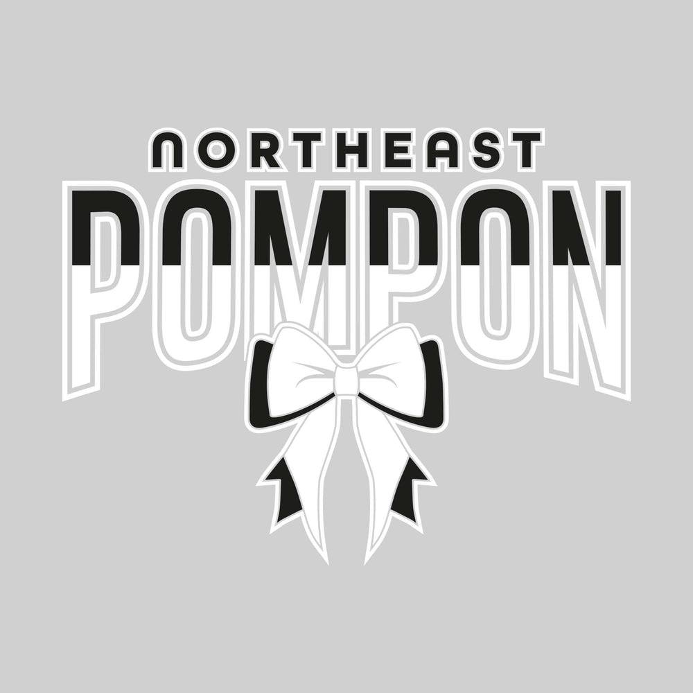 Northeast Middle School - Poms - Split-Color Northeast Pompon with Bow