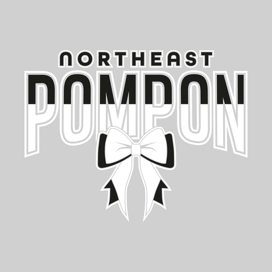 Northeast Middle School - Poms - Split-Color Northeast Pompon with Bow
