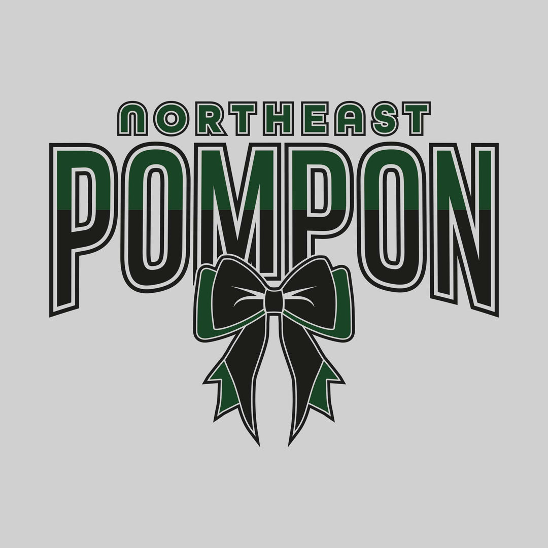 Northeast Middle School - Poms - Split-Color Northeast Pompon with Bow