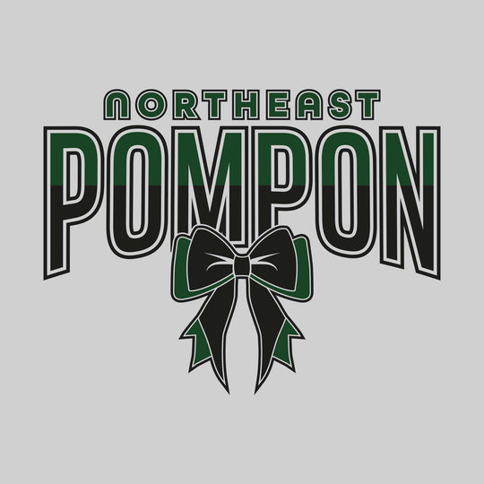 Northeast Middle School - Poms - Split-Color Northeast Pompon with Bow