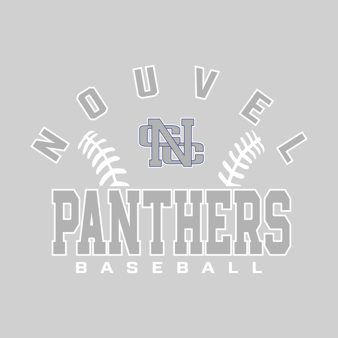 Nouvel Panthers - Baseball - Arched School Name with Baseball Stitches &amp; Mascot