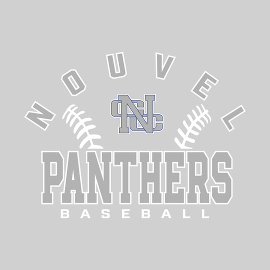 Nouvel Panthers - Baseball - Arched School Name with Baseball Stitches &amp; Mascot