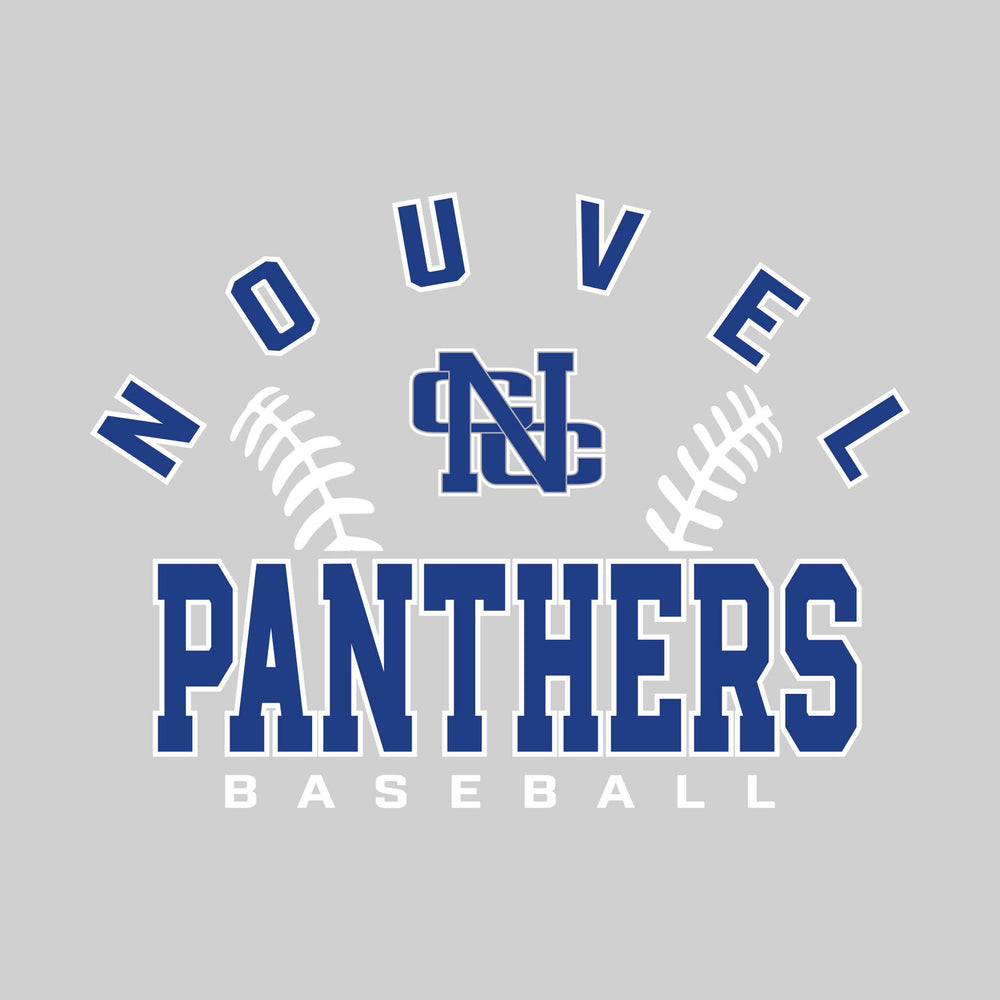 Nouvel Panthers - Baseball - Arched School Name with Baseball Stitches & Mascot
