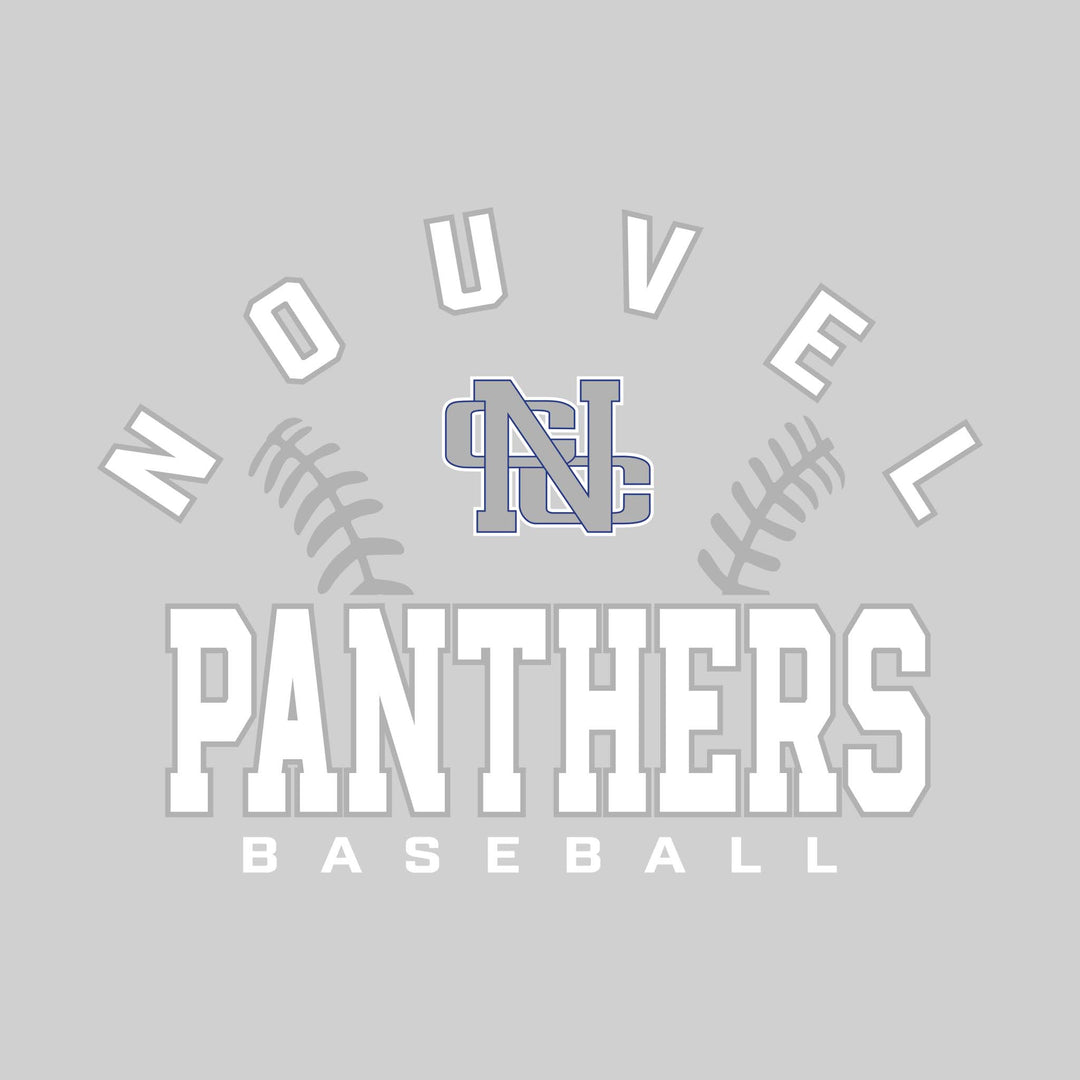 Nouvel Panthers - Baseball - Arched School Name with Baseball Stitches &amp; Mascot