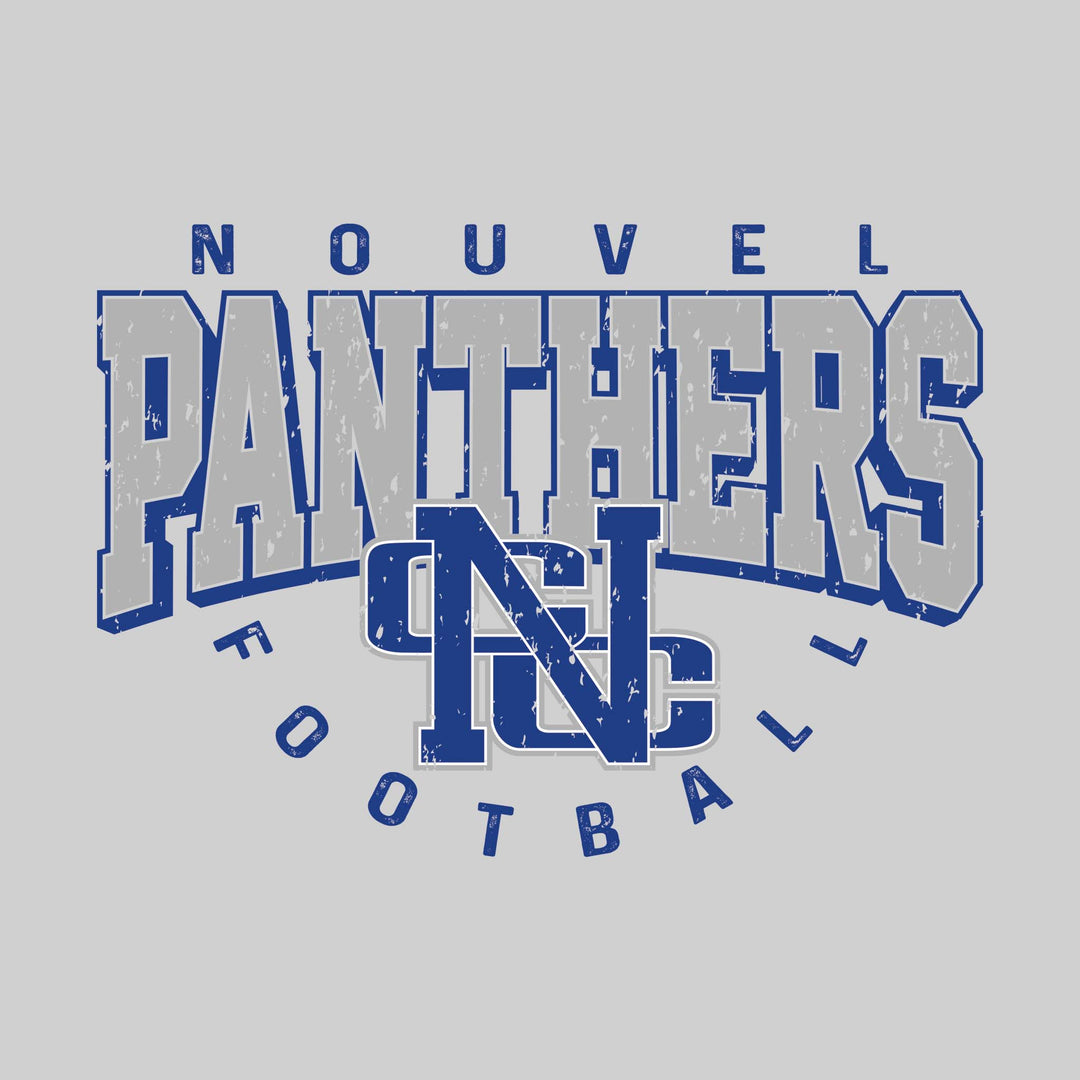 Nouvel Panthers - Football - Distressed Text with Mascot and Arched Football