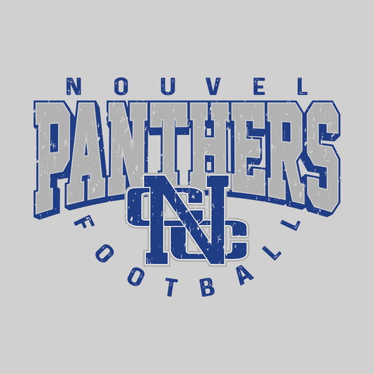 Nouvel Panthers - Football - Distressed Text with Mascot and Arched Football