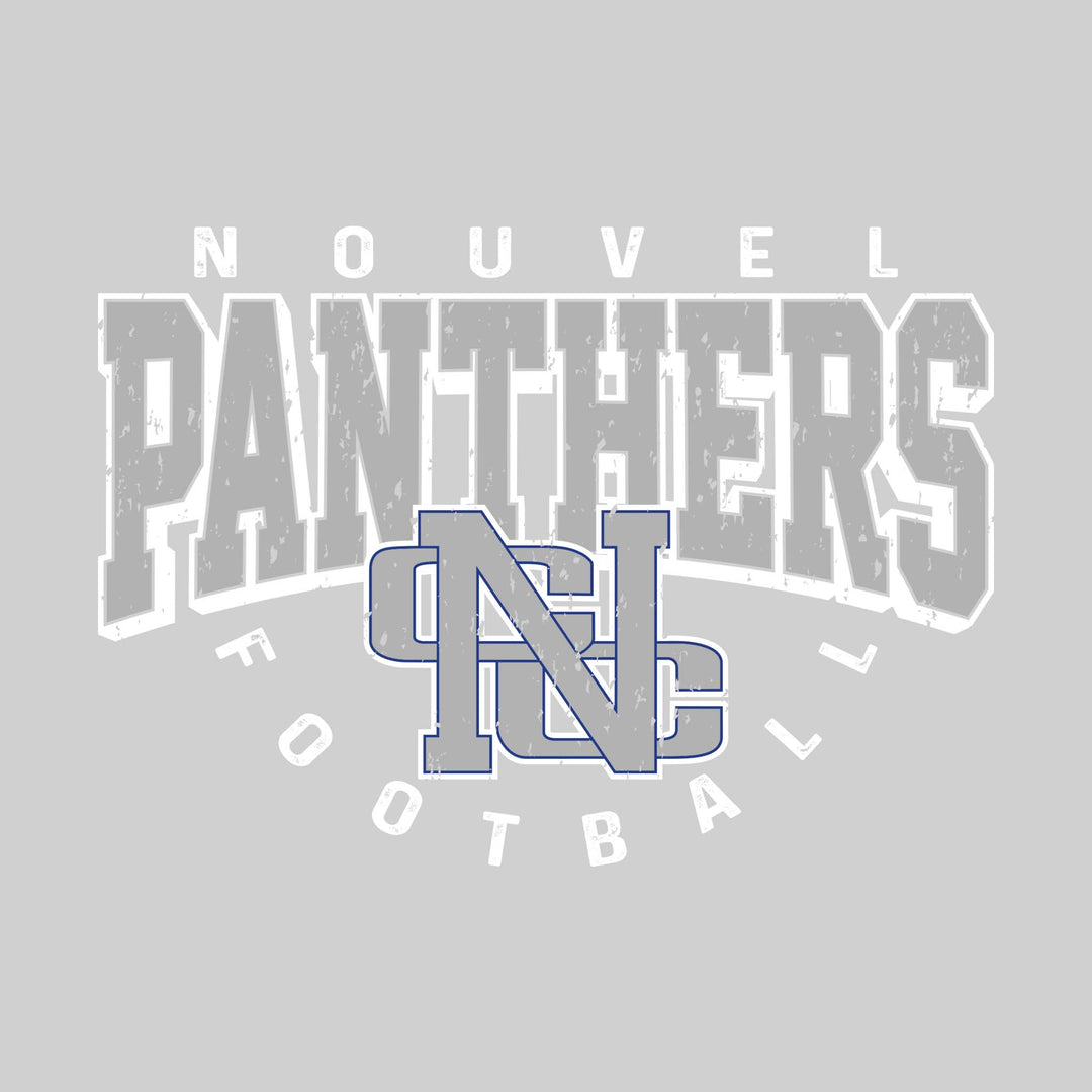 Nouvel Panthers - Football - Distressed Text with Mascot and Arched Football
