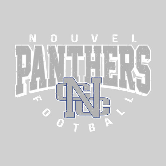 Nouvel Panthers - Football - Distressed Text with Mascot and Arched Football