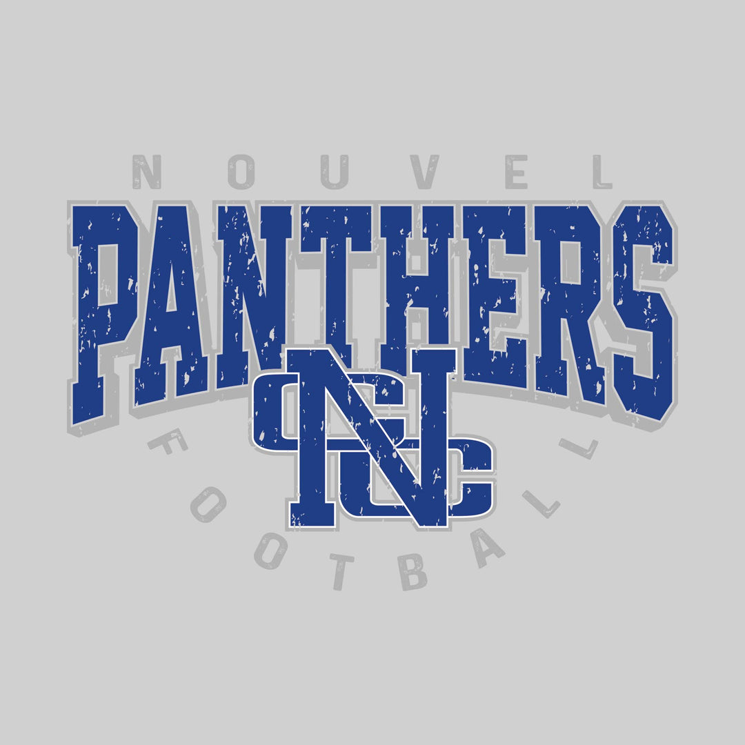 Nouvel Panthers - Football - Distressed Text with Mascot and Arched Football