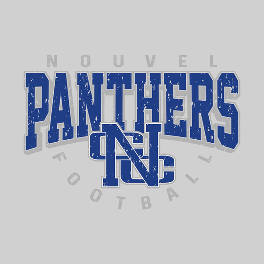 Nouvel Panthers - Football - Distressed Text with Mascot and Arched Football
