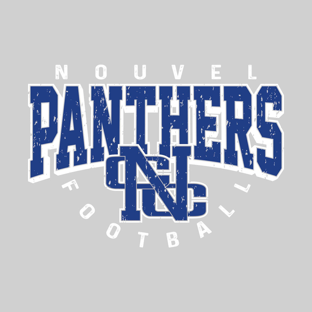 Nouvel Panthers - Football - Distressed Text with Mascot and Arched Football