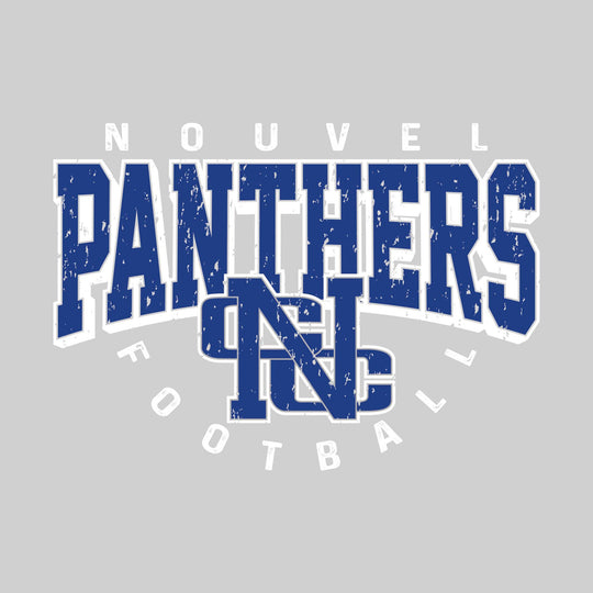 Nouvel Panthers - Football - Distressed Text with Mascot and Arched Football