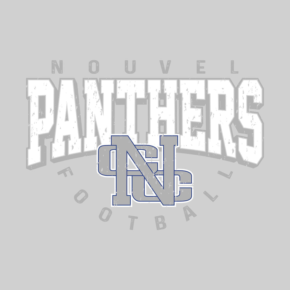 Nouvel Panthers - Football - Distressed Text with Mascot and Arched Football