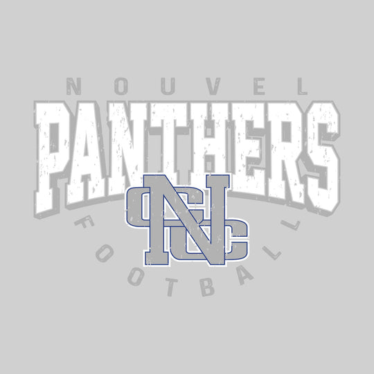 Nouvel Panthers - Football - Distressed Text with Mascot and Arched Football