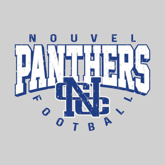 Nouvel Panthers - Football - Distressed Text with Mascot and Arched Football