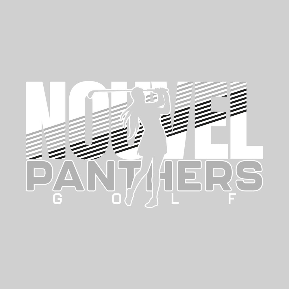 Nouvel Panthers - Golf - Female Golfer Silhouette with Color Stripes