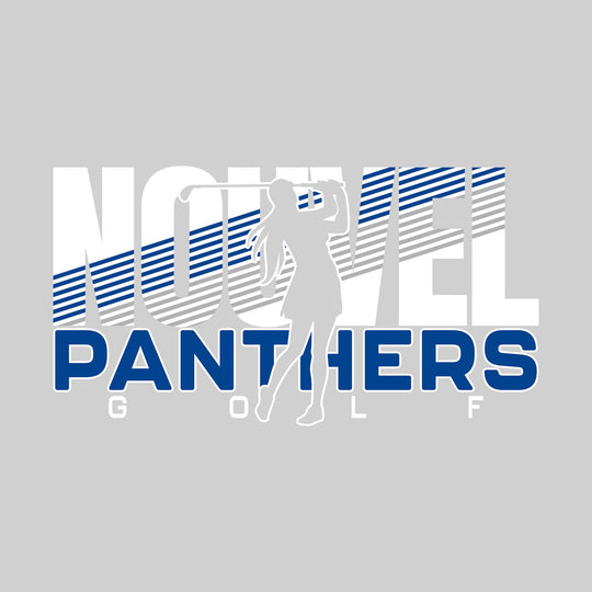 Nouvel Panthers - Golf - Female Golfer Silhouette with Color Stripes