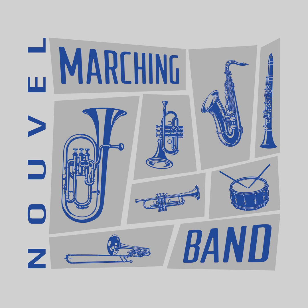 Nouvel Panthers - Marching Band - Instrument Collage with School Name