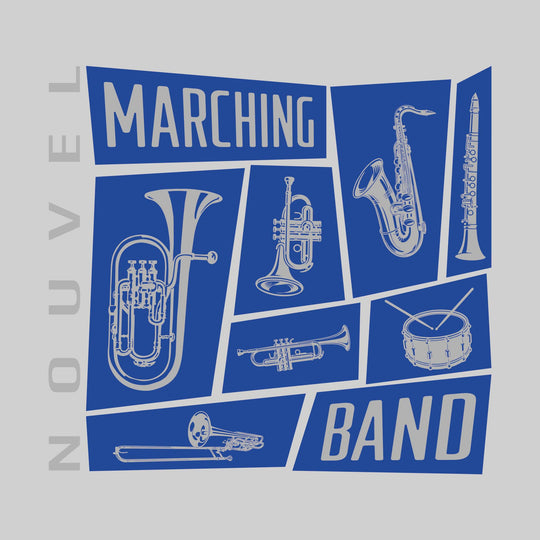 Nouvel Panthers - Marching Band - Instrument Collage with School Name