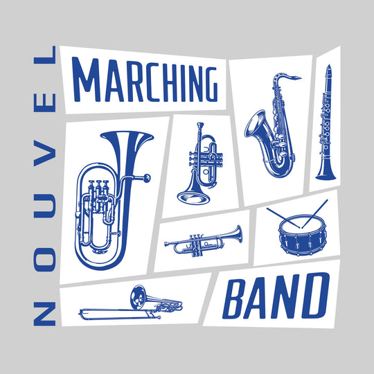 Nouvel Panthers - Marching Band - Instrument Collage with School Name